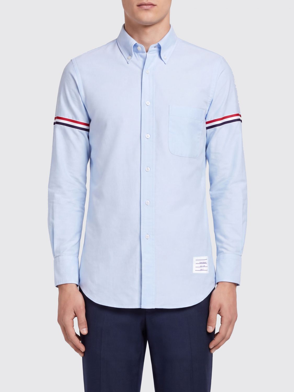 THOM BROWNE Langärmeliges Baumwollhemd mit Button-Down-Kragen