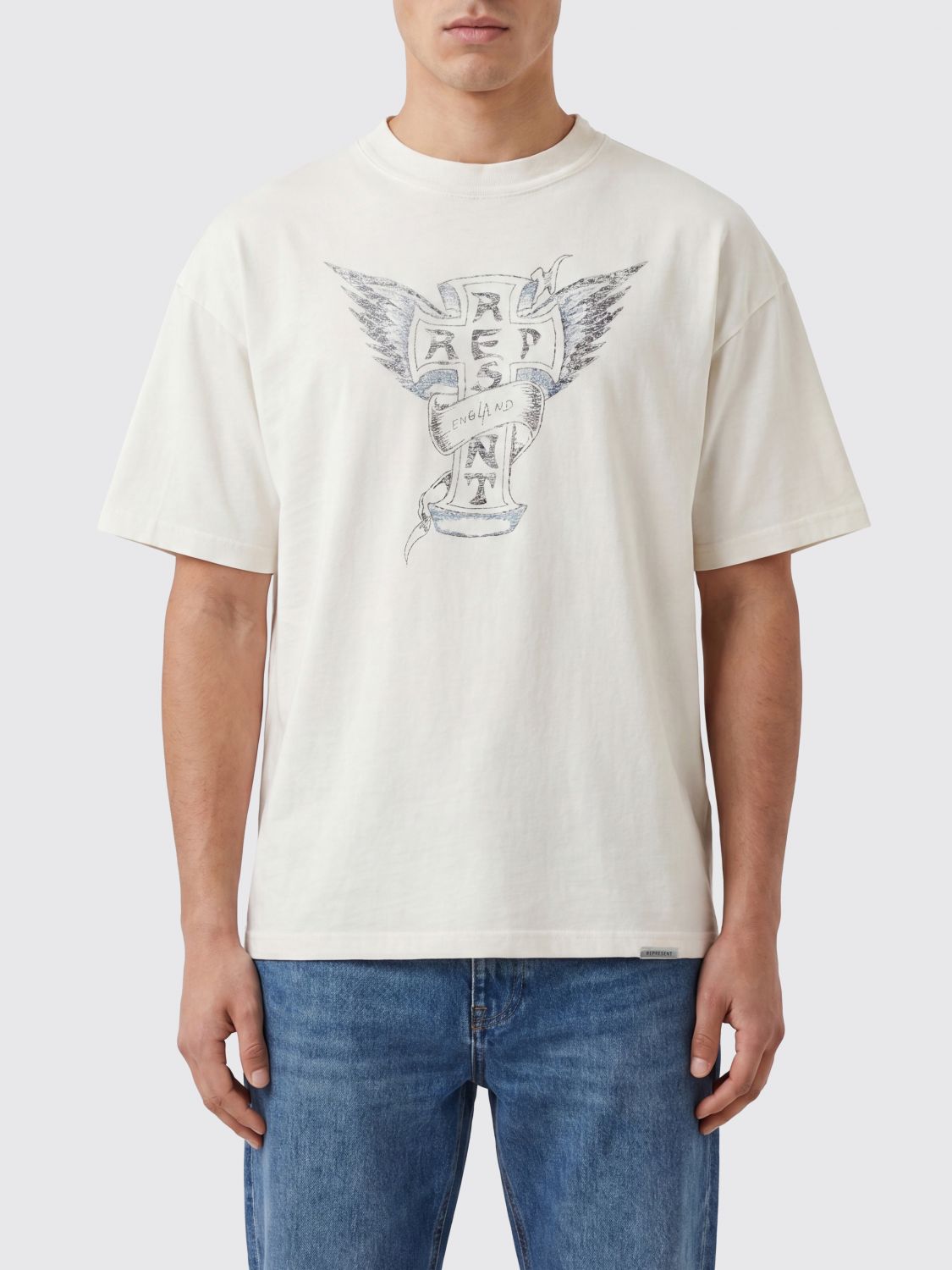 REPRESENT T-shirt in misto cotone e canapa con stampa grafica vintage