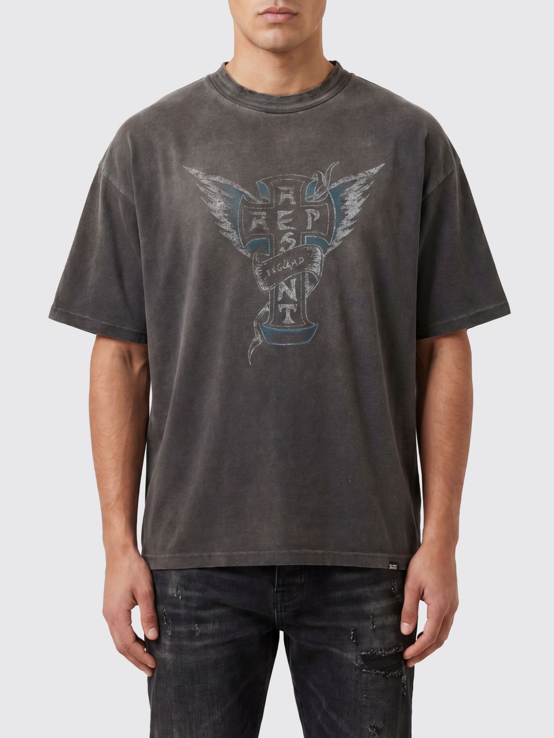 REPRESENT T-shirt in misto cotone e canapa con stampa grafica vintage