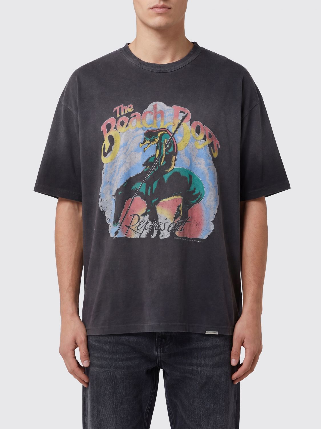 REPRESENT T-shirt in cotone organico e canapa con stampa rock