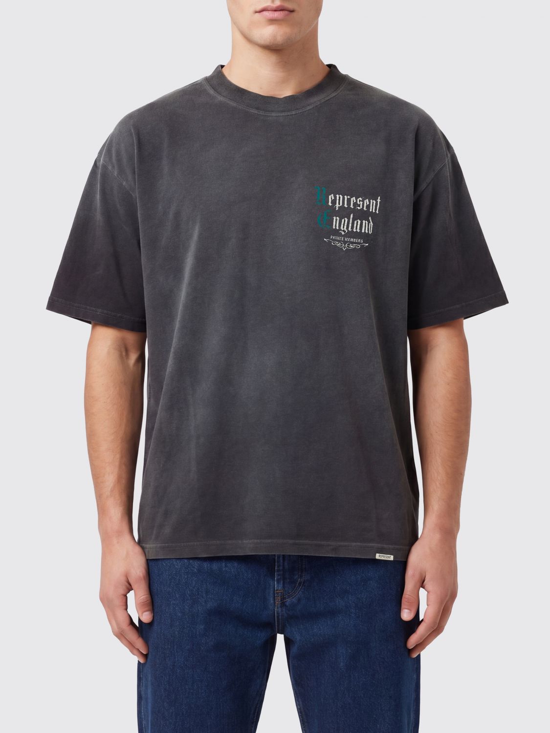 REPRESENT T-shirt girocollo in cotone organico e canapa con logo a contrasto