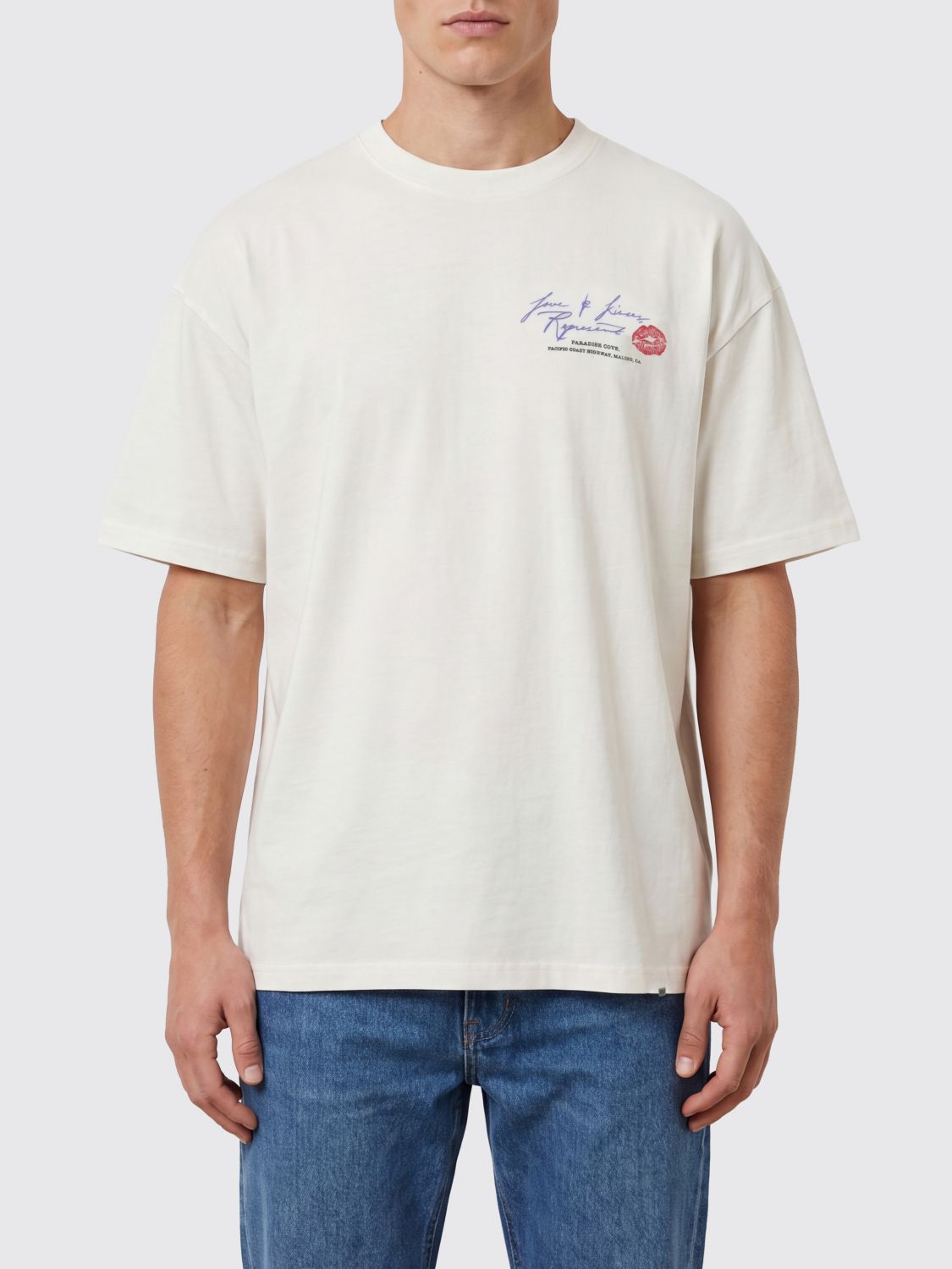 REPRESENT T-shirt in cotone con logo a contrasto e spalle cadute