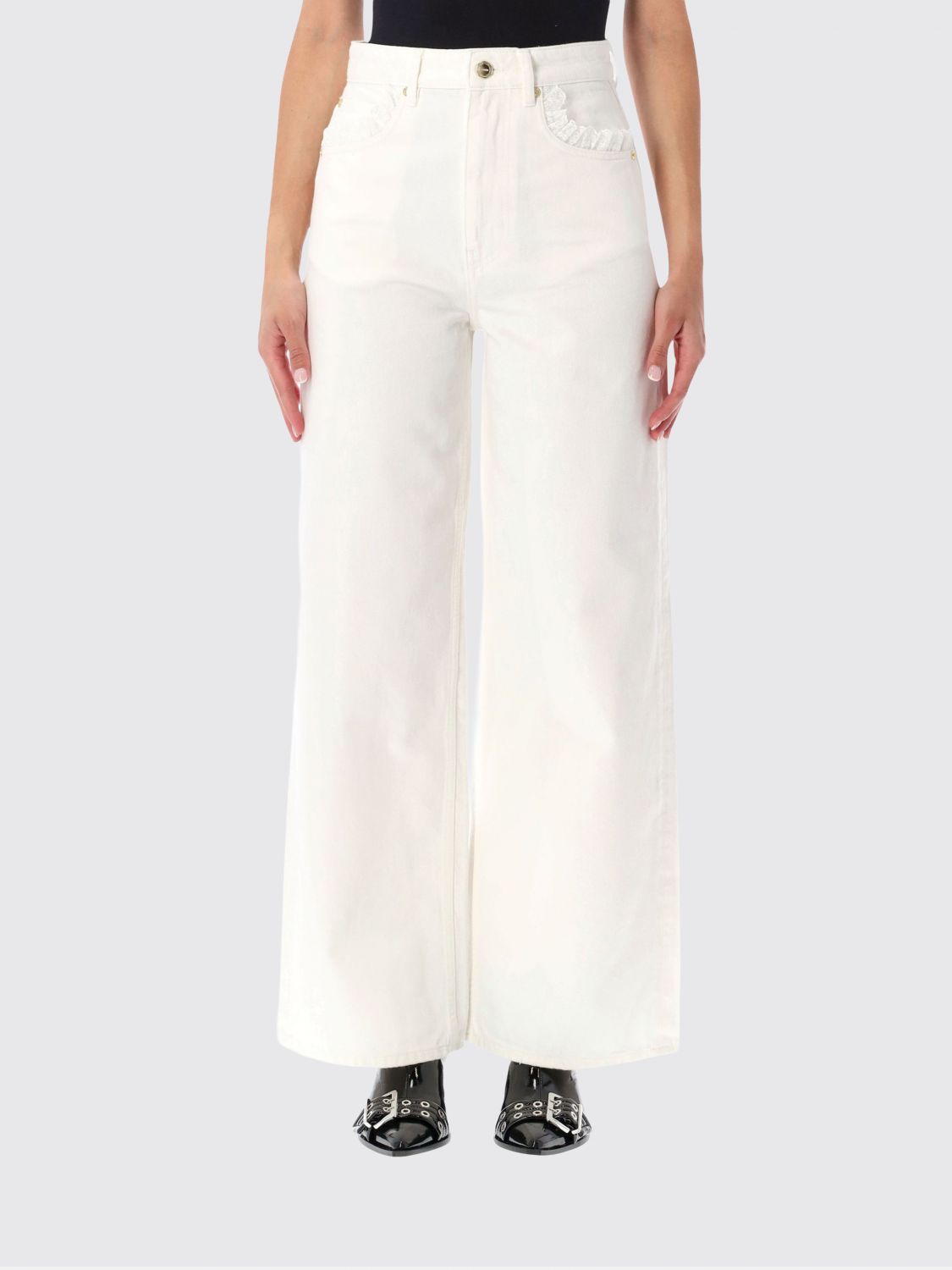 GANNI Jeans Woman color White