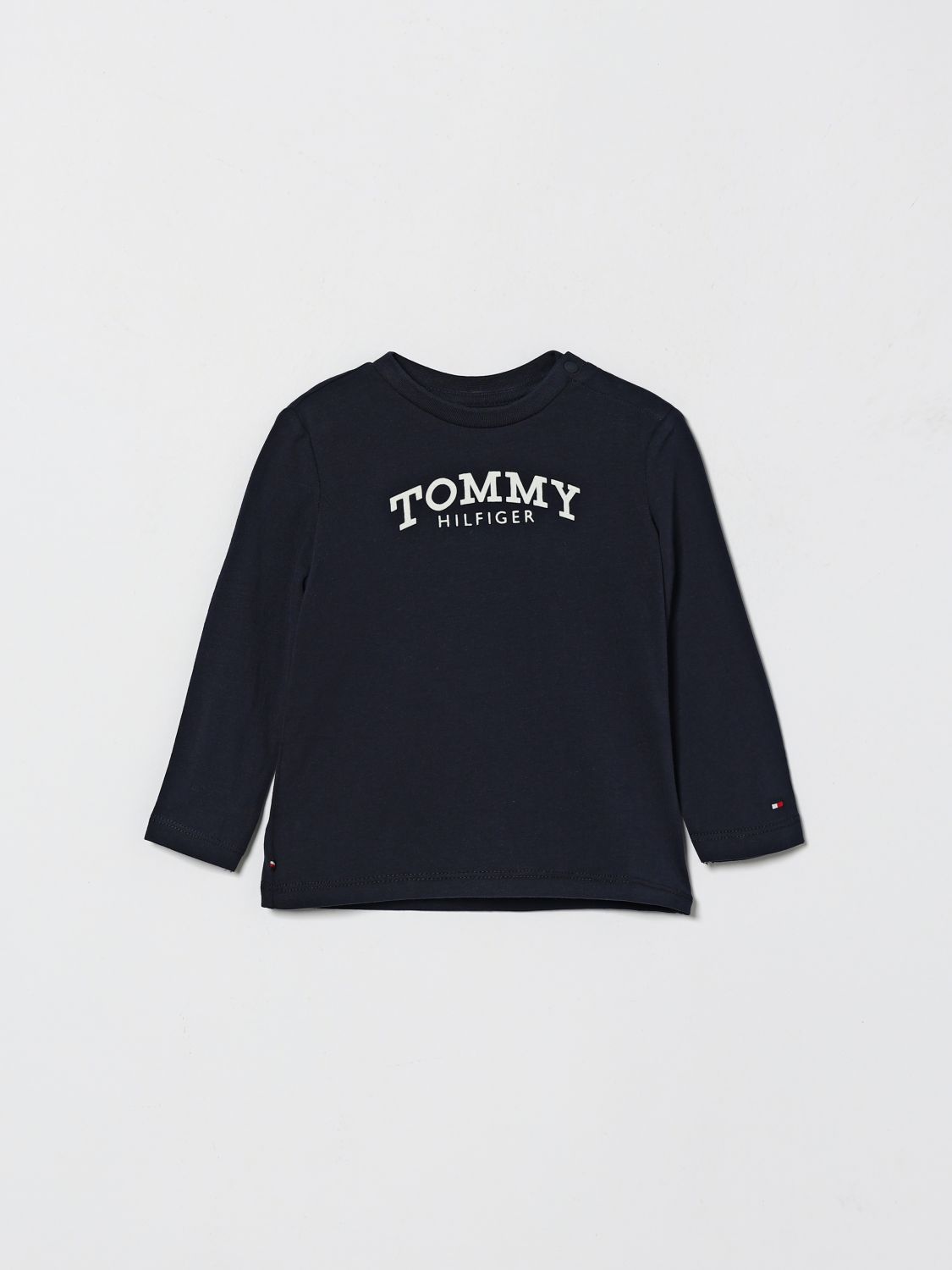 Tommy Hilfiger Babies'  Boy's Long-sleeved Cotton Henley T-shirt In Black