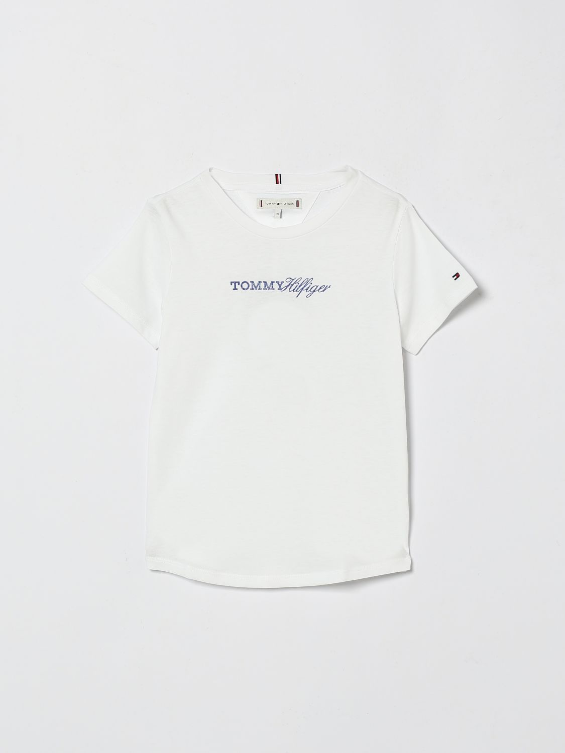 Tommy Hilfiger Kids' Boy's Short-sleeved Cotton Logo T-shirt In White