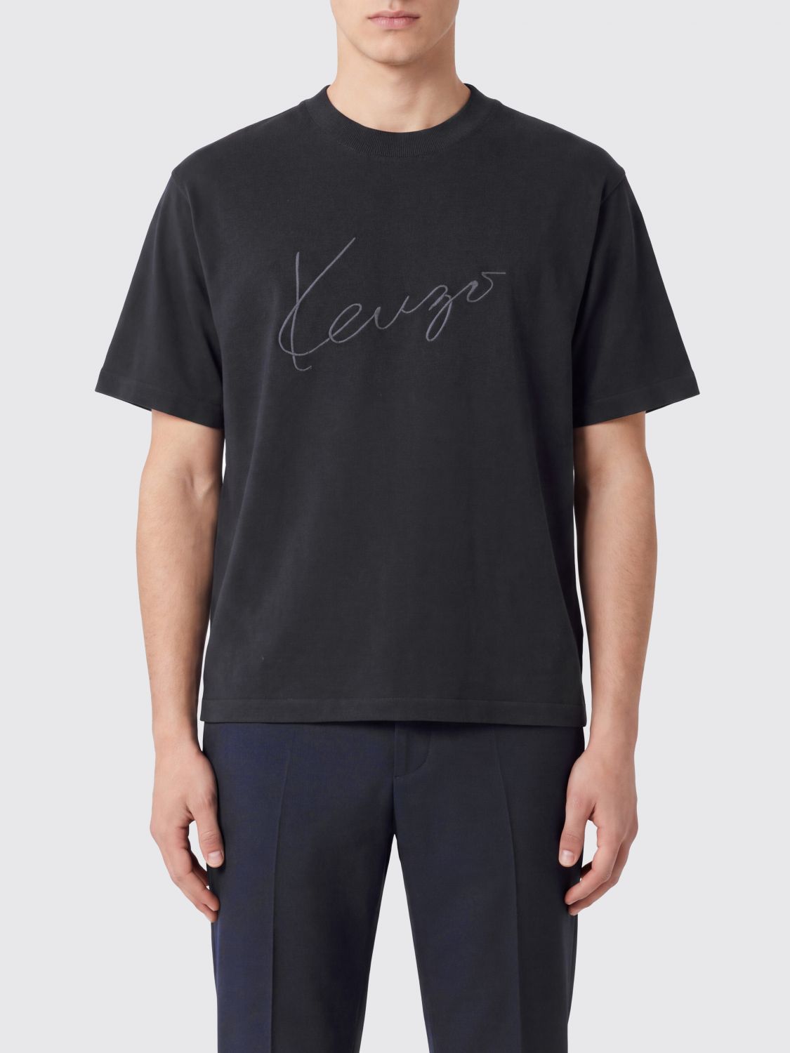 KENZO Dropped Shoulder Pure Wool Logo T-Shirt