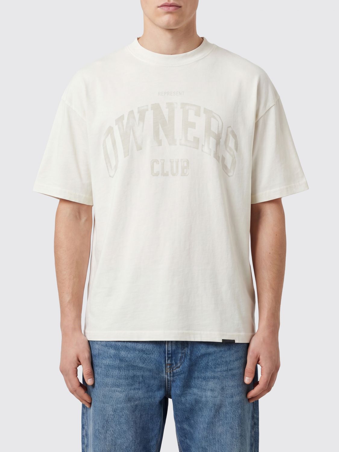 REPRESENT T-shirt vintage in cotone con logo stampato e spalle cadute