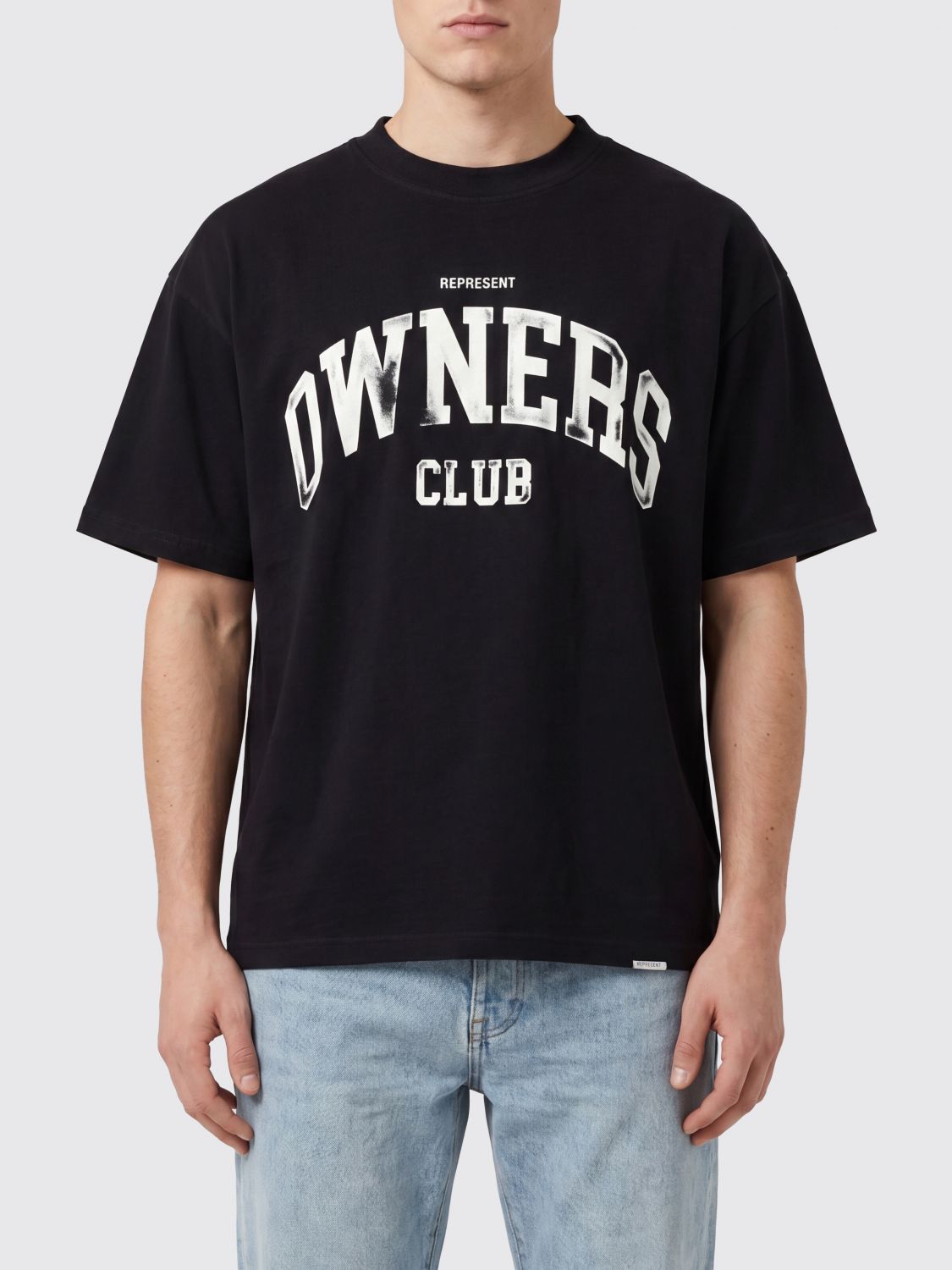 REPRESENT T-shirt vintage in cotone con logo stampato e spalle cadute