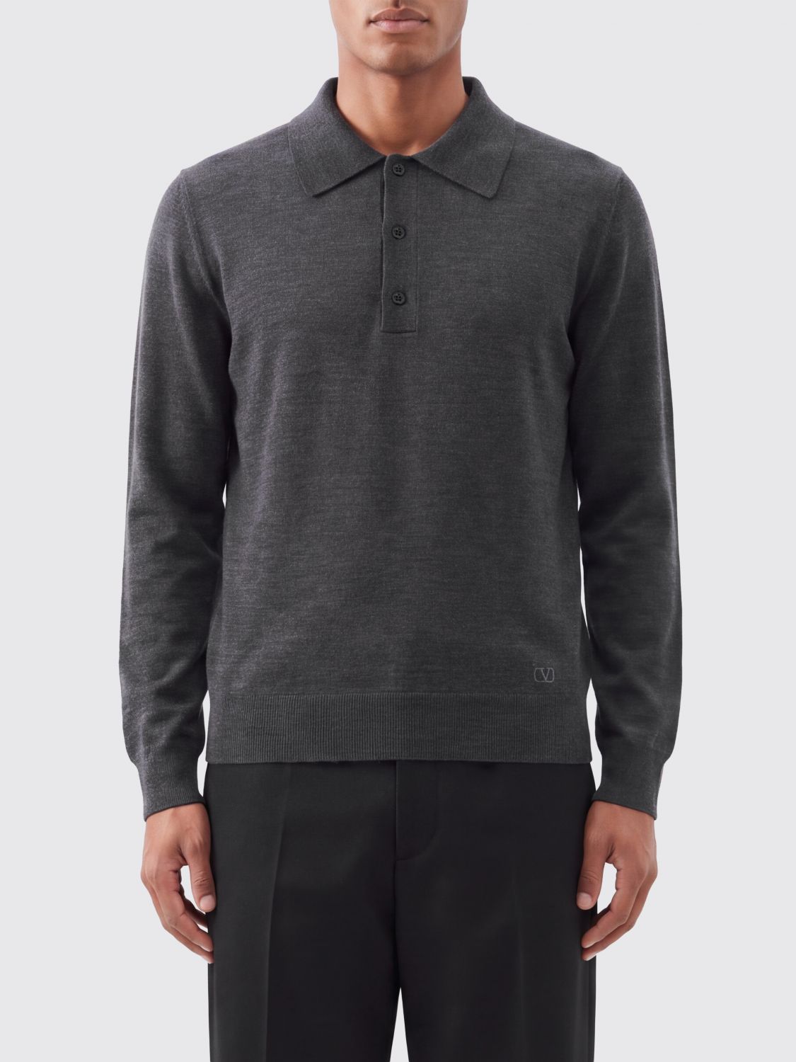 Valentino Polo a maniche lunghe in maglia di lana vergine