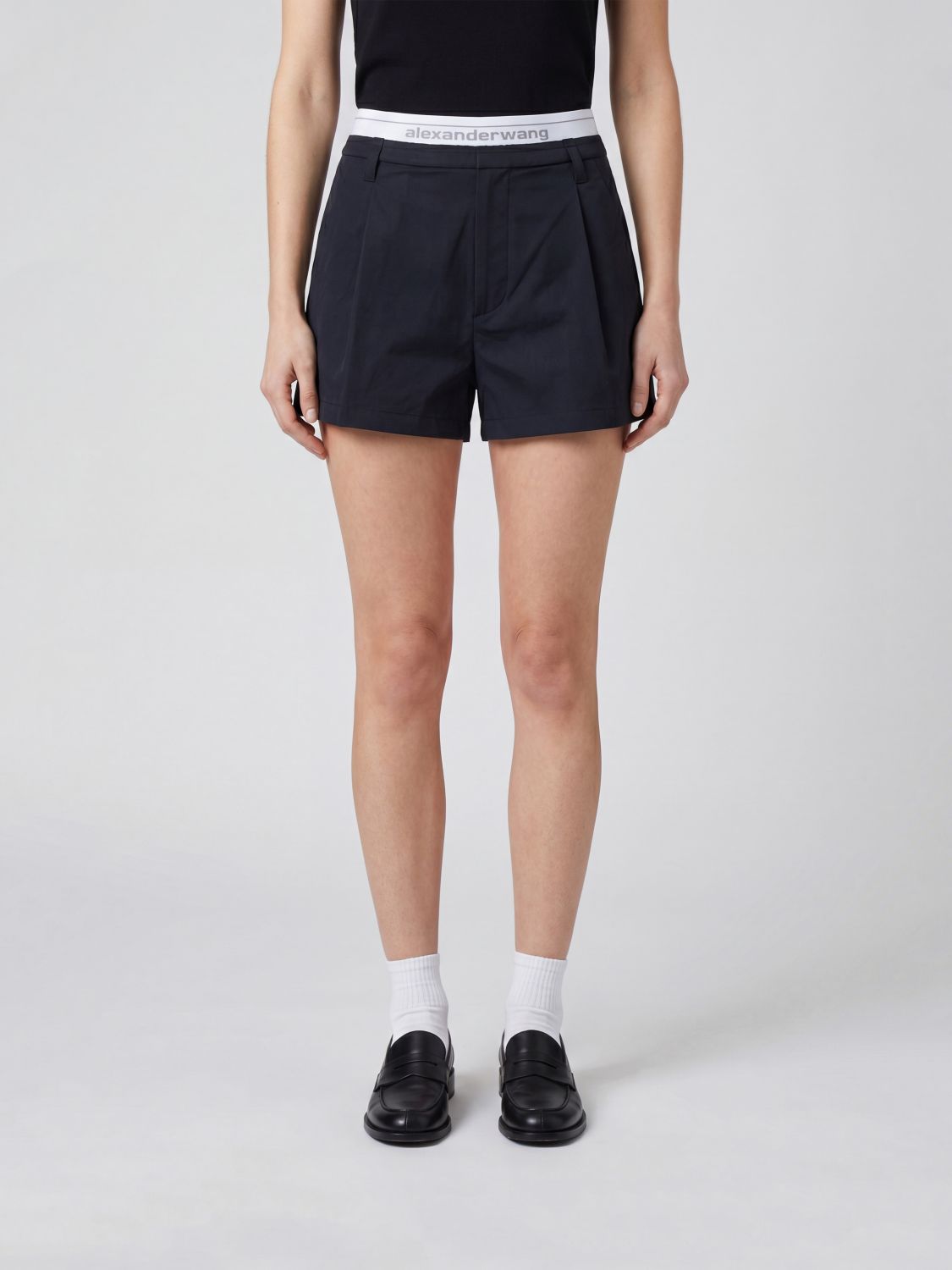 ALEXANDER WANG Pantaloncini in misto cotone con fascia elastica logata in vita