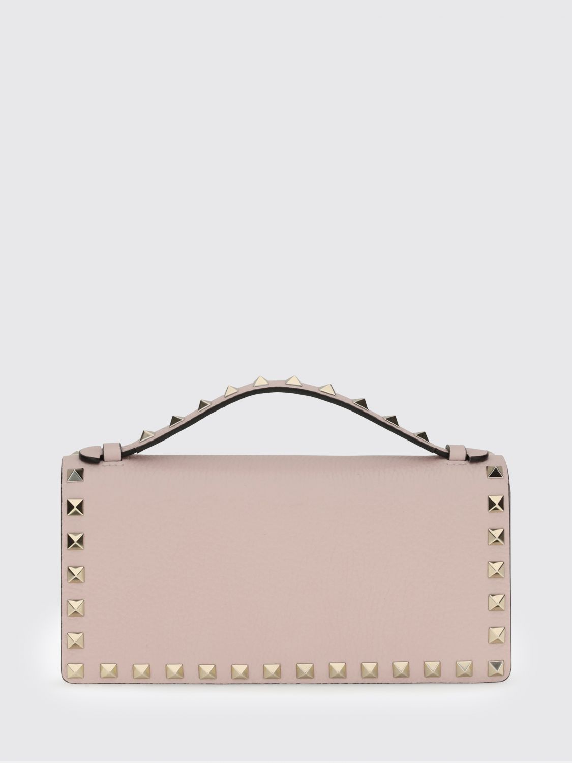 VALENTINO GARAVANI Rockstud Calfskin Leather Handbag with Studs and Chain Strap