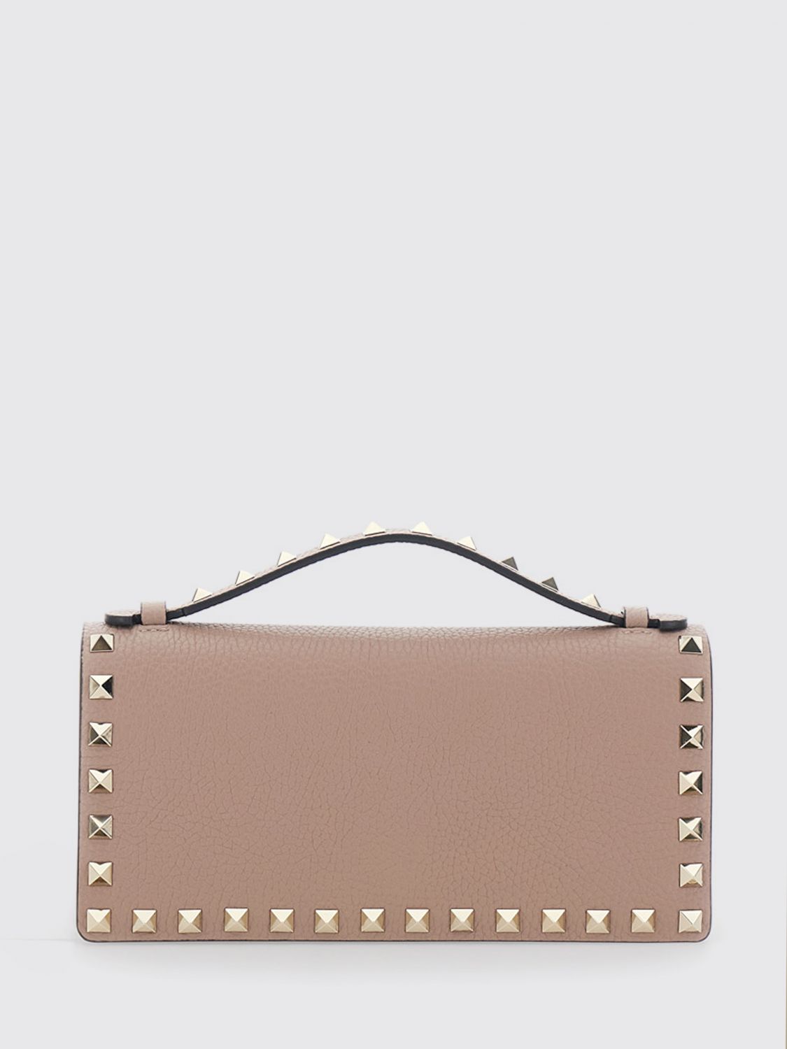 VALENTINO GARAVANI Rockstud Calfskin Leather Handbag with Studs and Chain Strap