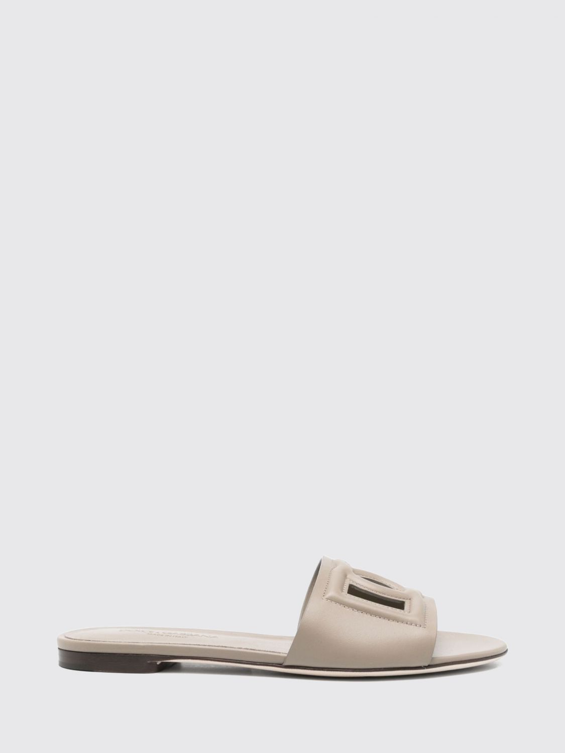 DOLCE & GABBANA Mules aus Leder mit DG-Monogramm und niedrigem Absatz