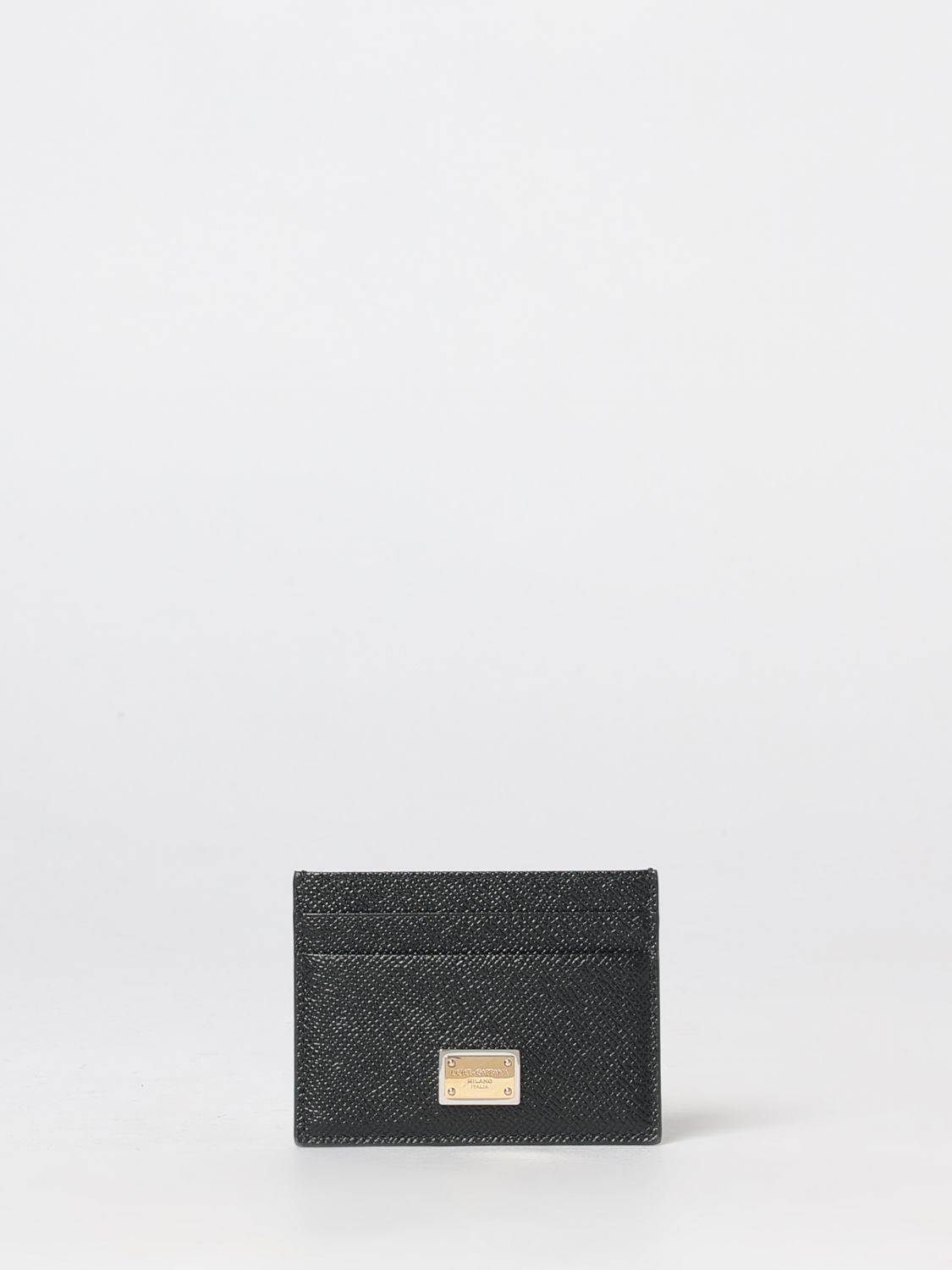 DOLCE & GABBANA Kartenetui aus genarbtem Kalbsleder mit metallischem Logo