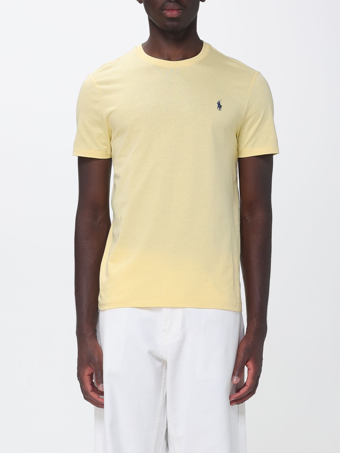 POLO RALPH LAUREN T-shirt slim fit in cotone con logo ricamato e girocollo