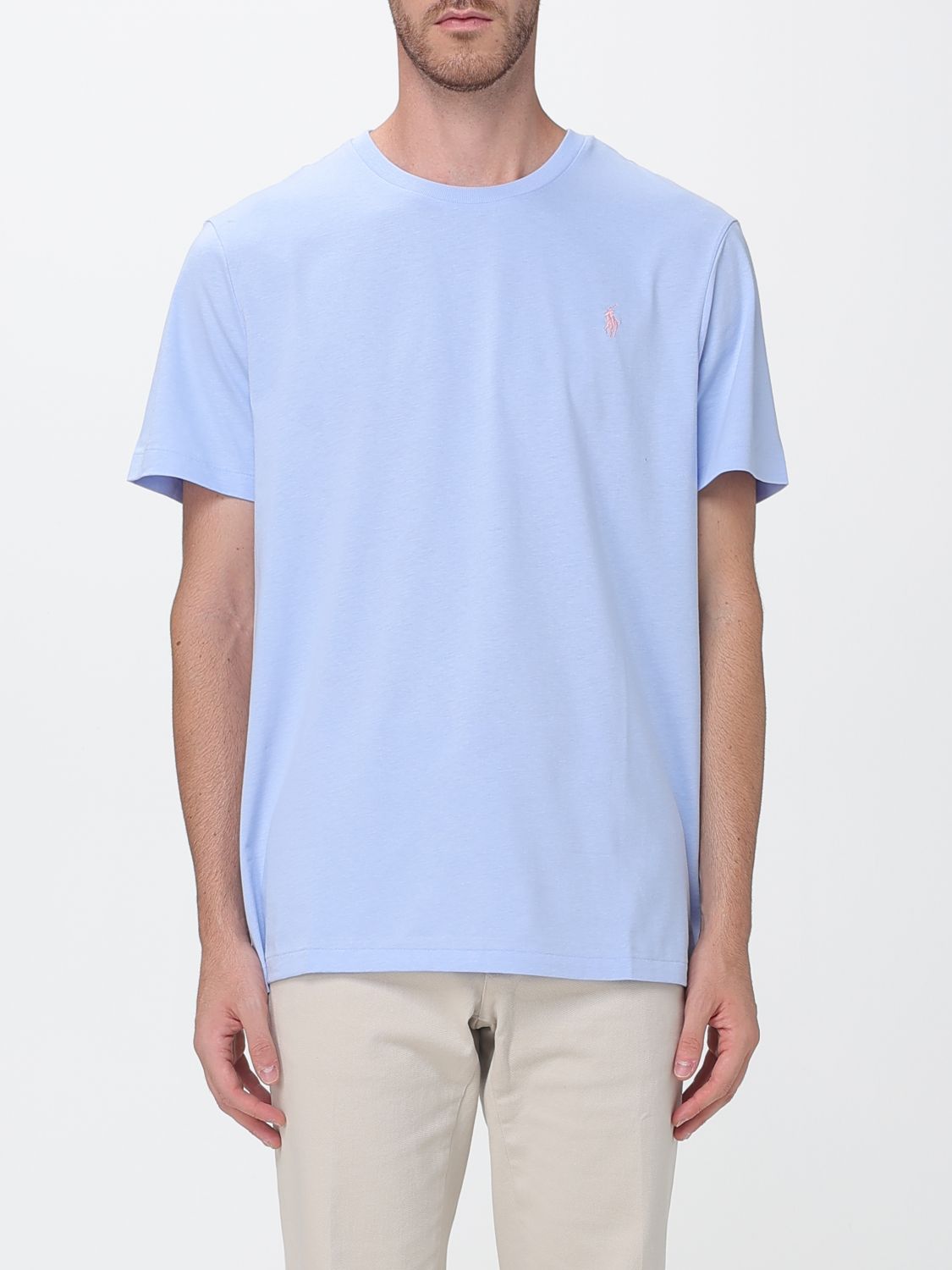 POLO RALPH LAUREN Slim Fit Cotton T-shirt with Embroidered Logo and Crew Neck