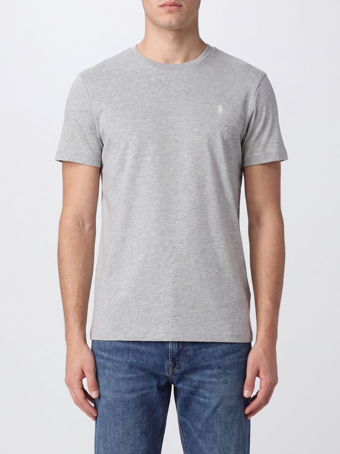 POLO RALPH LAUREN Slim Fit Cotton T-shirt with Embroidered Logo and Crew Neck