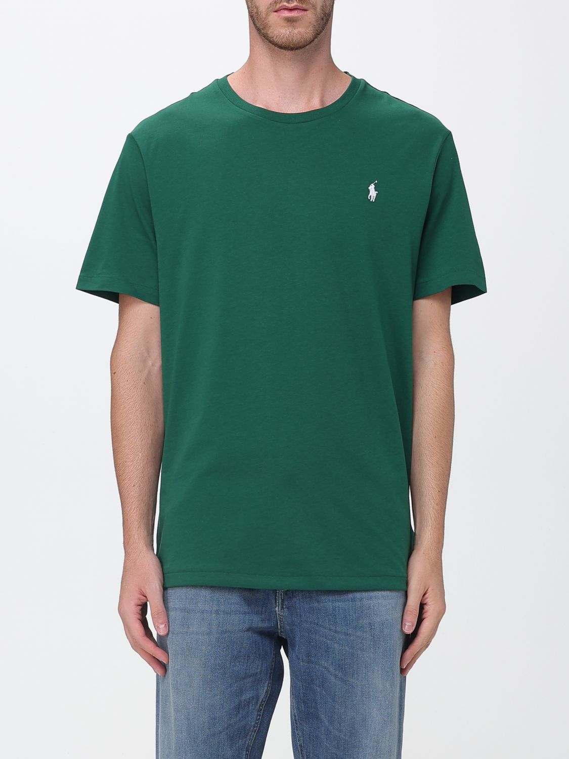POLO RALPH LAUREN Slim Fit Cotton T-shirt with Embroidered Logo and Crew Neck