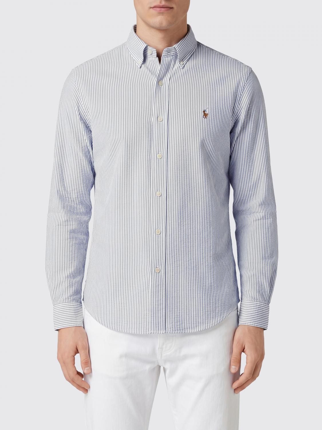 POLO RALPH LAUREN Camicia a righe slim fit in cotone con logo ricamato
