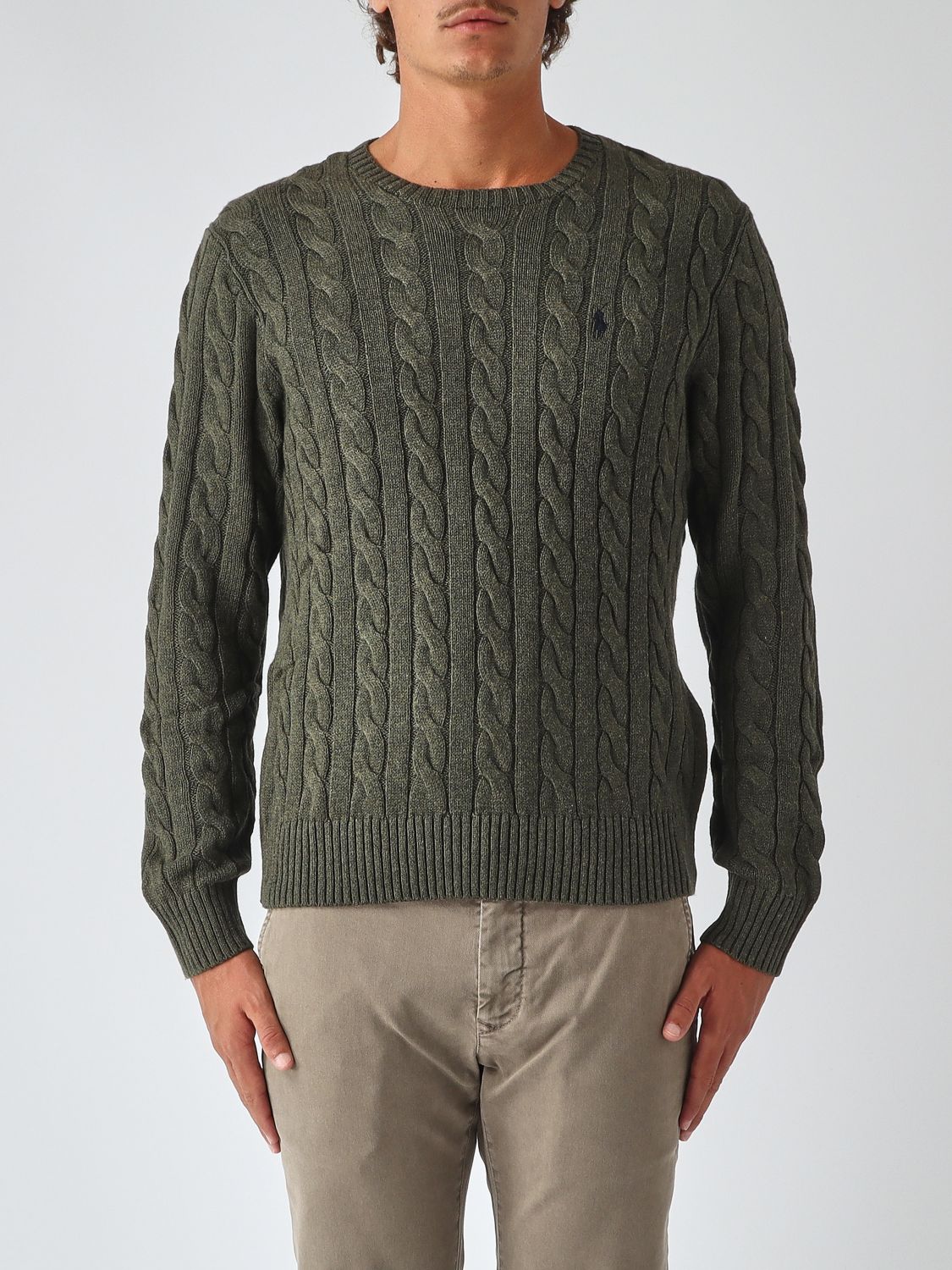POLO RALPH LAUREN Baumwollpullover mit Rundhalsausschnitt und gesticktem Pony-Logo