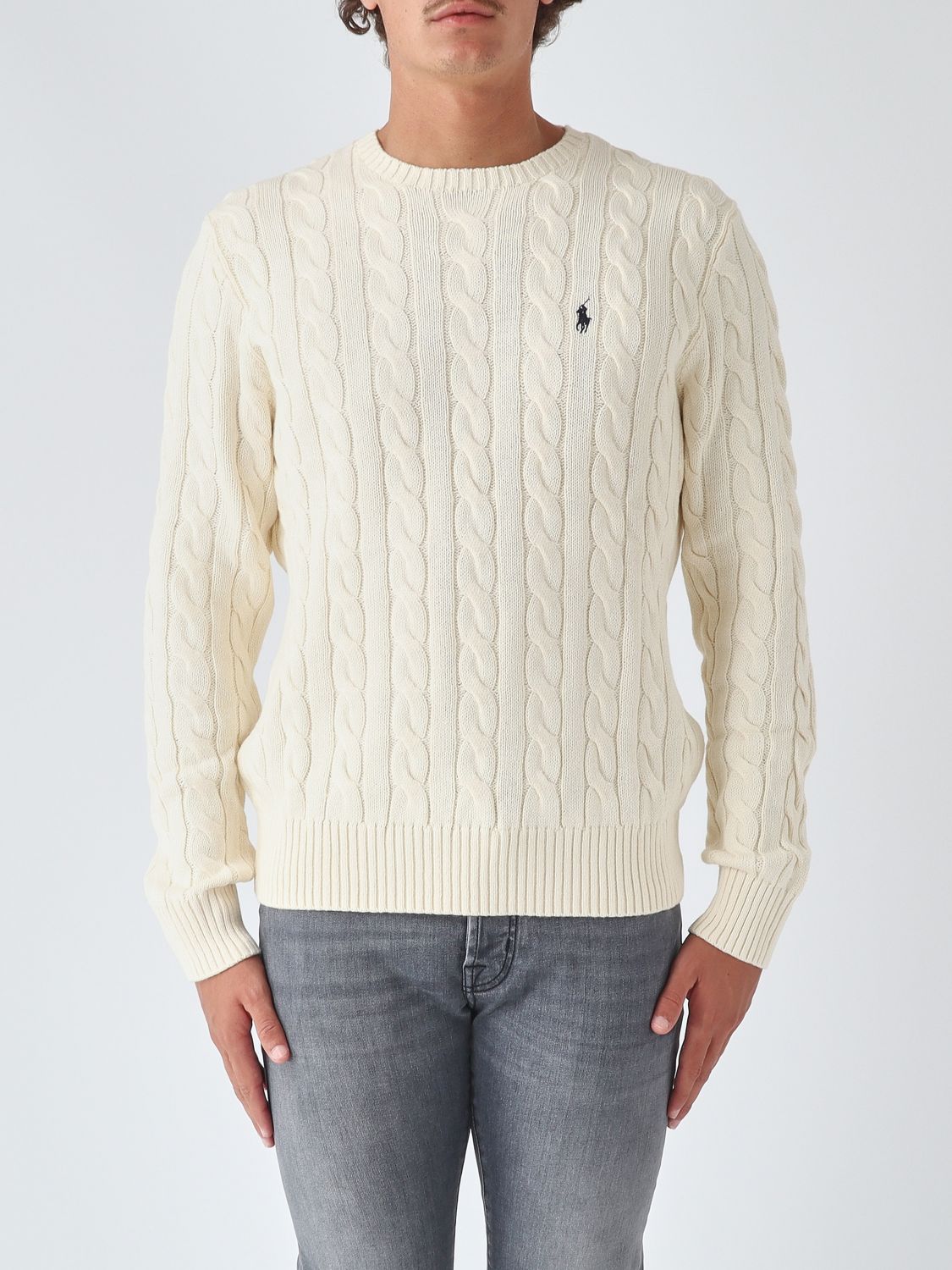 POLO RALPH LAUREN Baumwollpullover mit Rundhalsausschnitt und gesticktem Pony-Logo