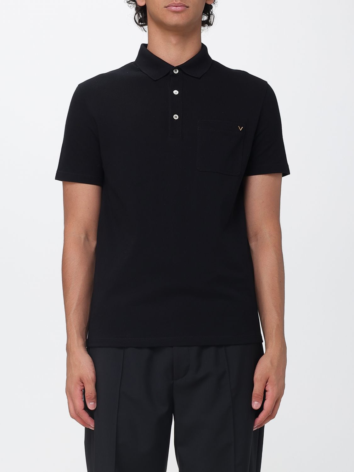 VALENTINO GARAVANI Polo in cotone con VLogo Signature e tasca a toppa