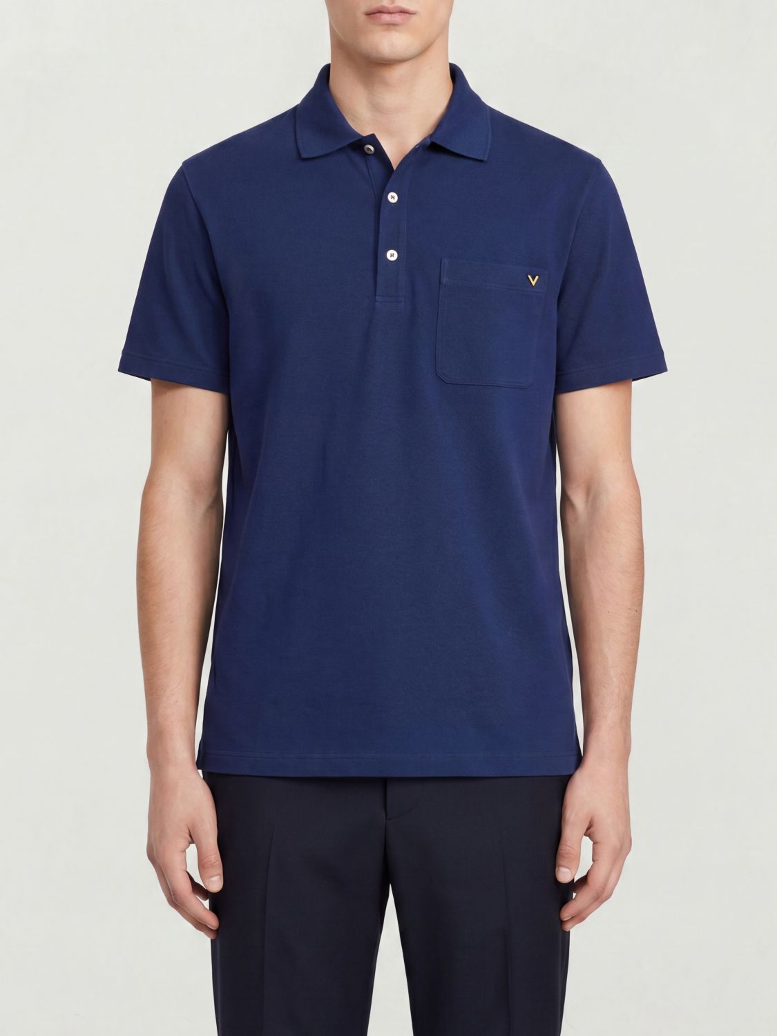 VALENTINO GARAVANI Polo in cotone con VLogo Signature e tasca a toppa