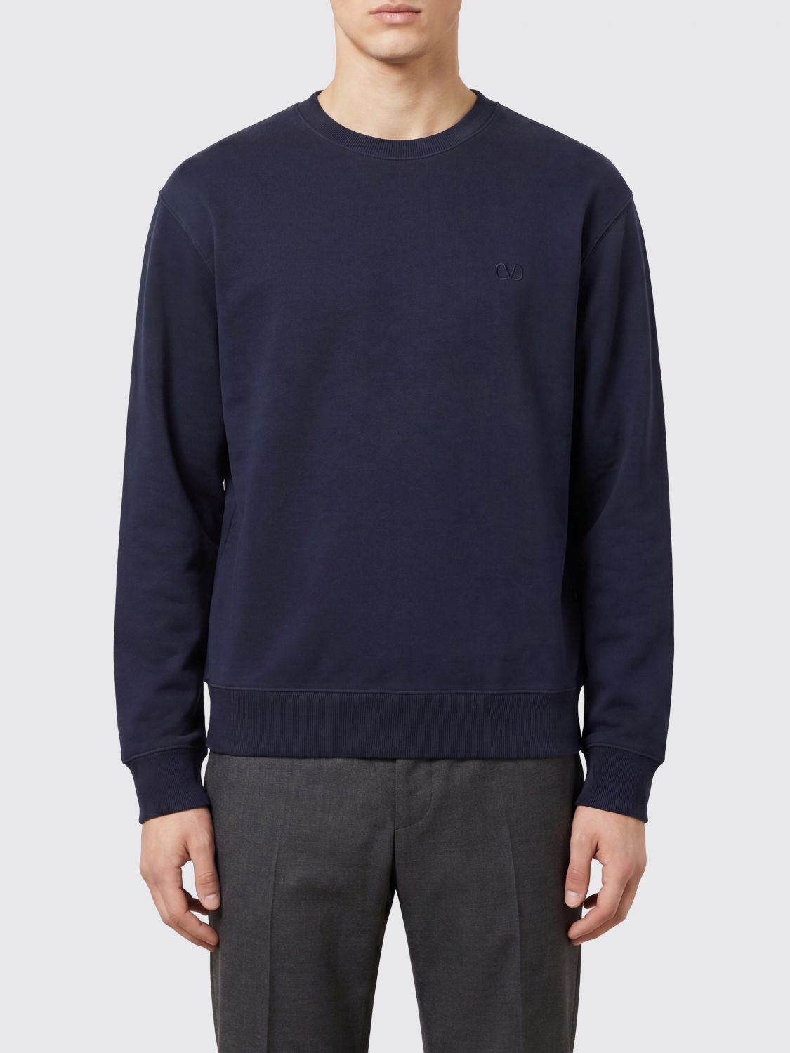 Valentino Felpa girocollo in cotone con maniche lunghe