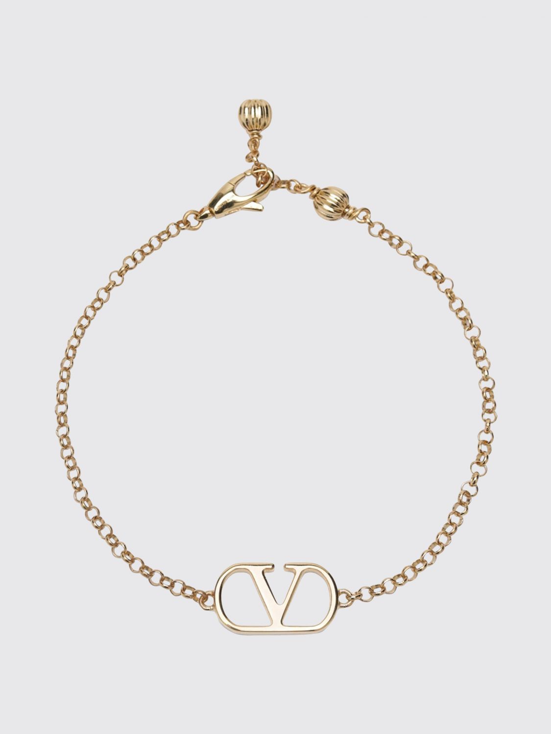 VALENTINO GARAVANI Adjustable VLogo Signature Bracelet in Chrome-Plated Metal