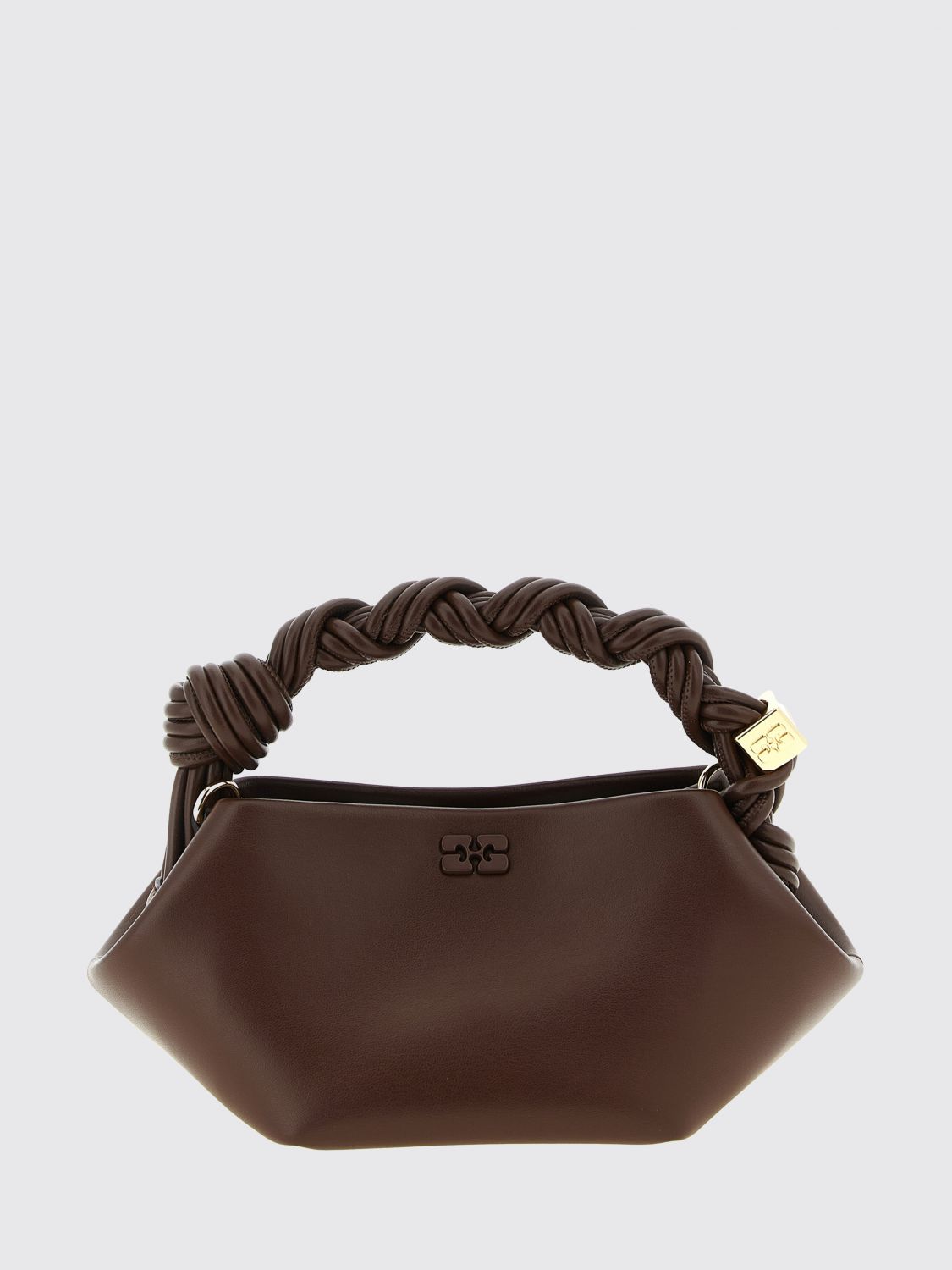 GANNI Mini Recycled Leather Handbag with Butterfly Logo and Braided Handle