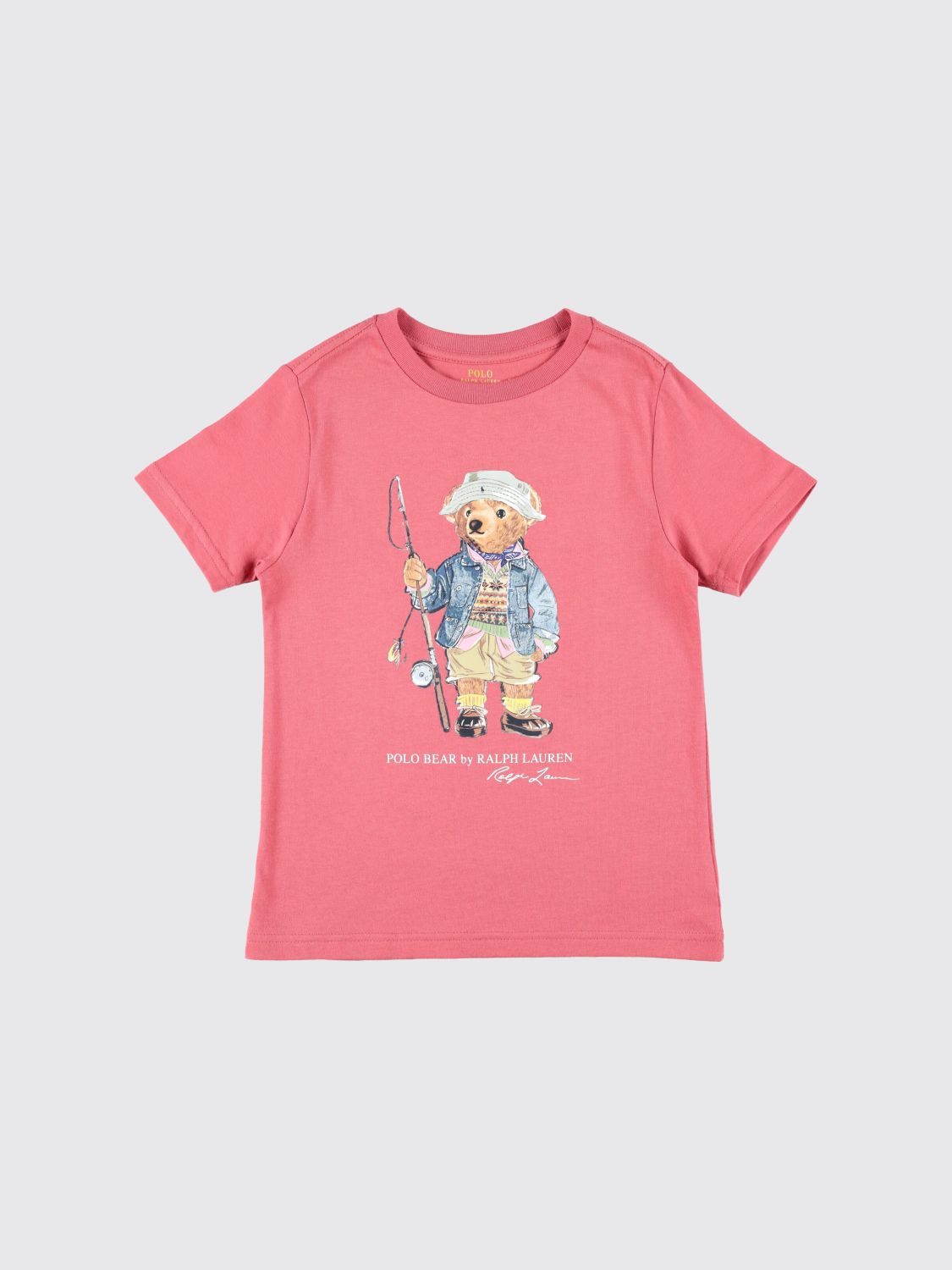POLO RALPH LAUREN Boy's Bicolor Cotton T-Shirt with Teddy Bear Print