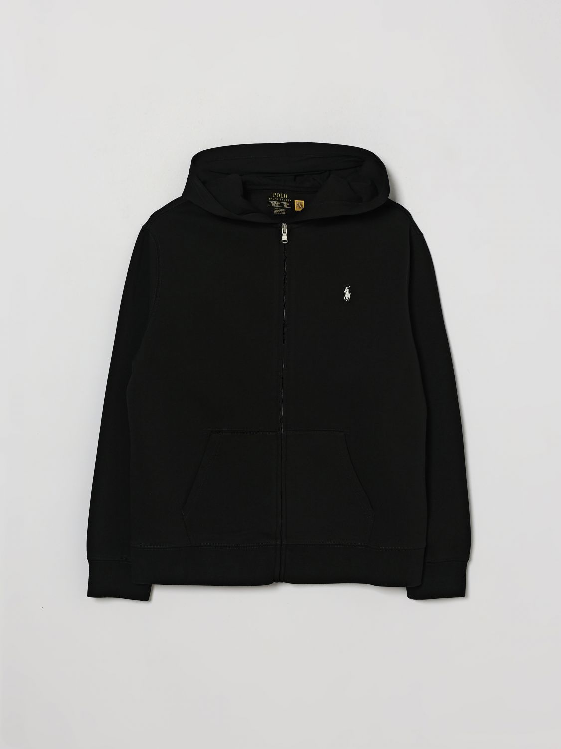POLO RALPH LAUREN Felpa da bambino in cotone con cappuccio e chiusura a zip