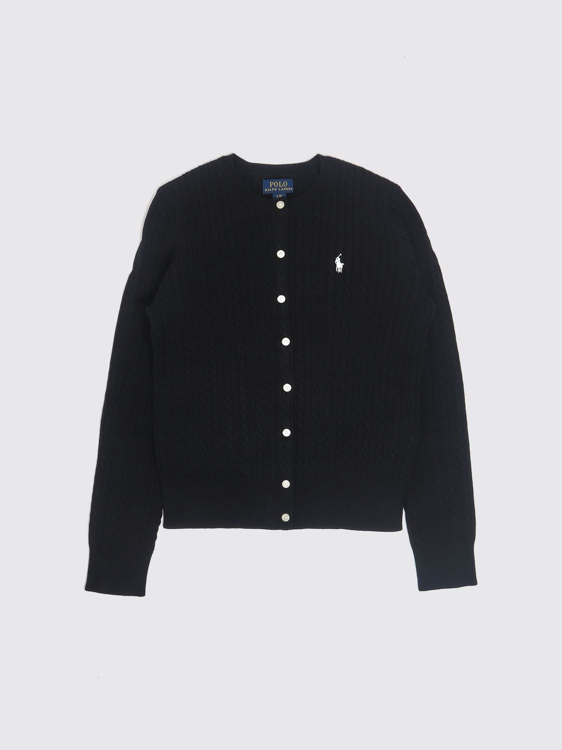 POLO RALPH LAUREN Crewneck-Cardigan für Jungen aus Baumwolle mit Zopfmuster