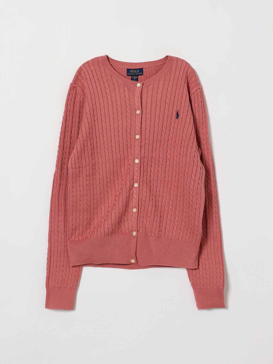 Polo Ralph Lauren Kids'  Boy's Crewneck Cable-knit Cotton Cardigan In Pink