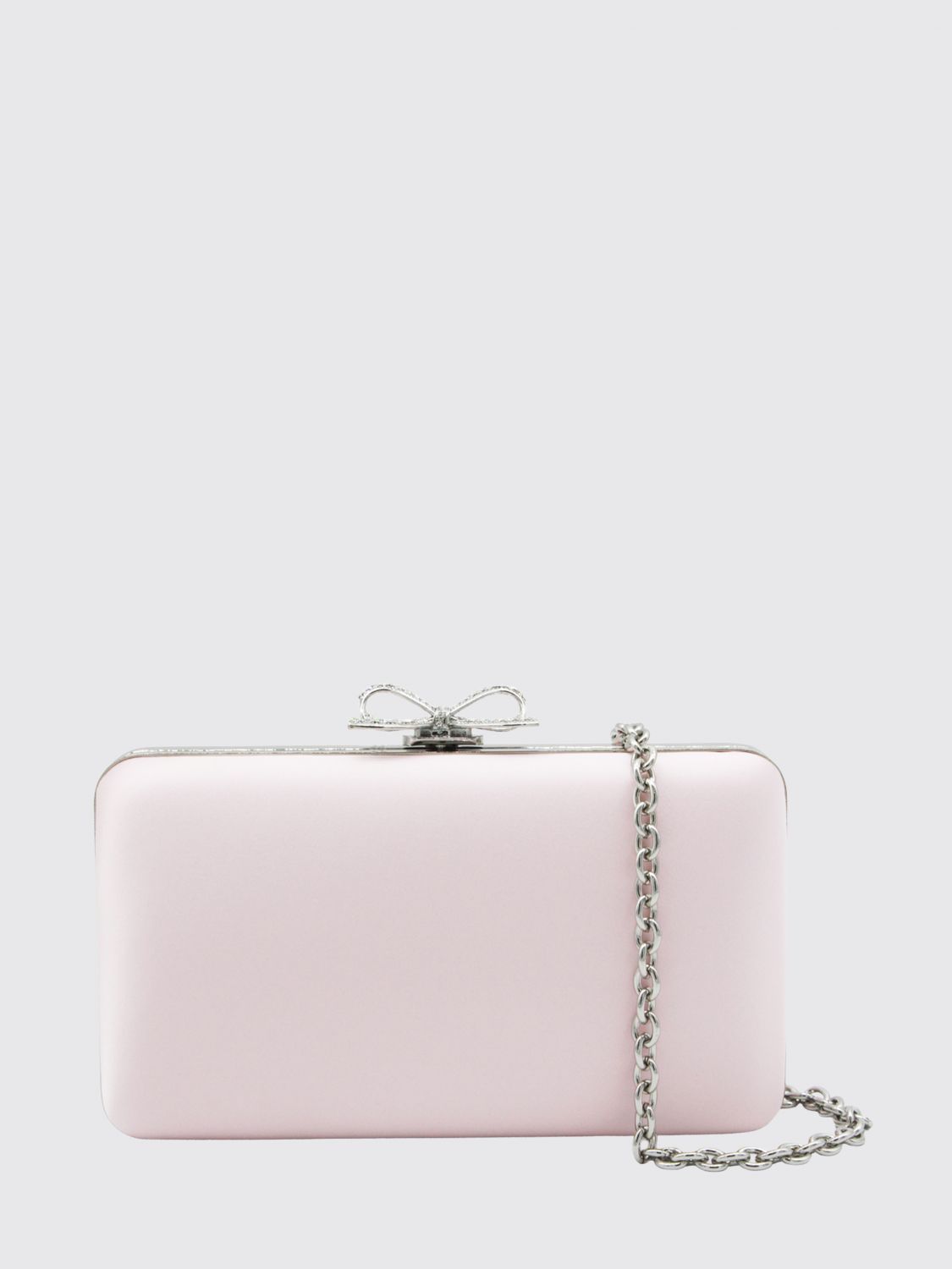 SELF-PORTRAIT Bow and Rhinestone Embellished Satin Mini Clutch