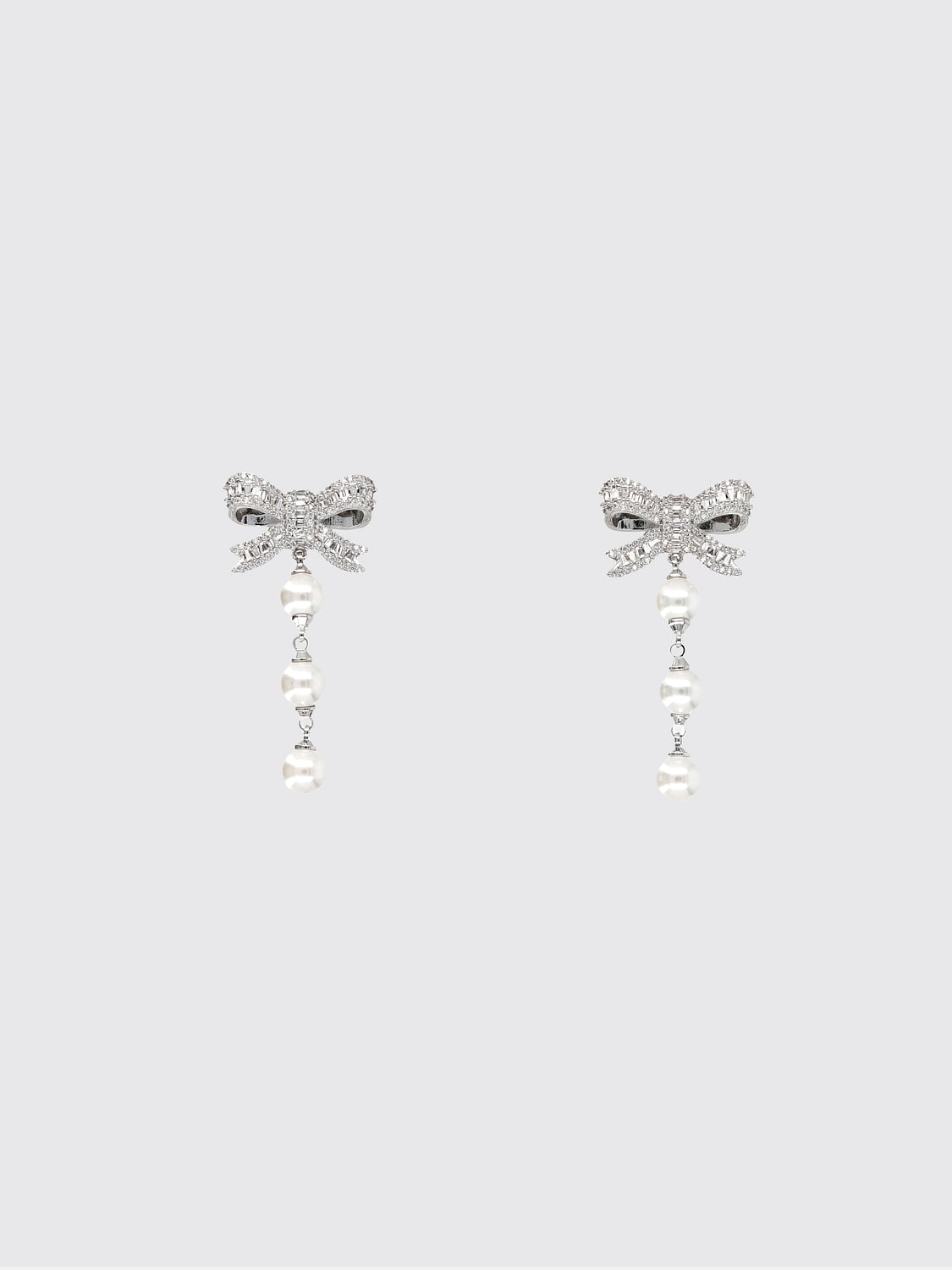 Self-Portrait Pendant Earrings in Brass with Faux Pearls and Crystals