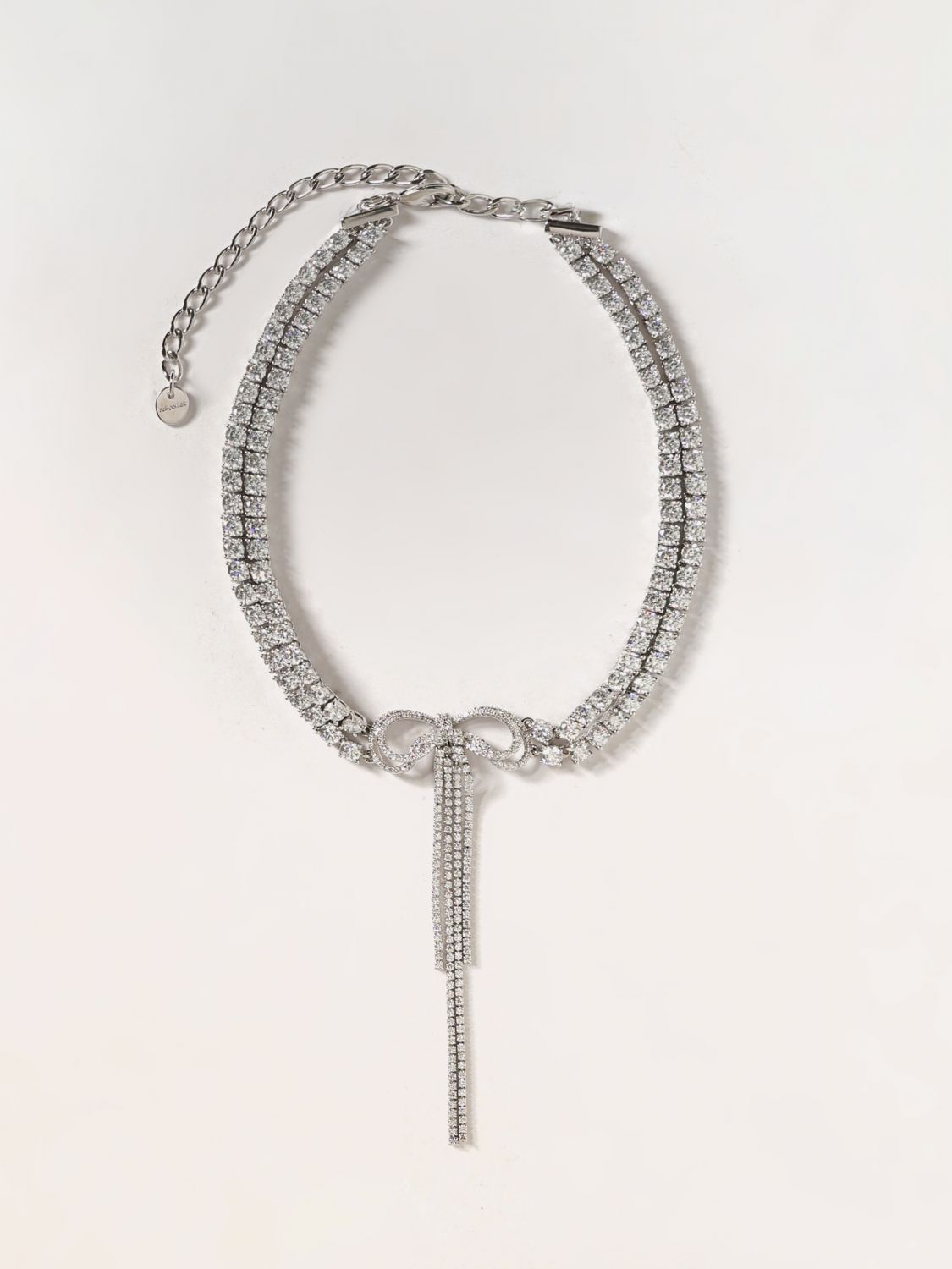 SELF-PORTRAIT Collana choker in ottone con fiocco e cristalli