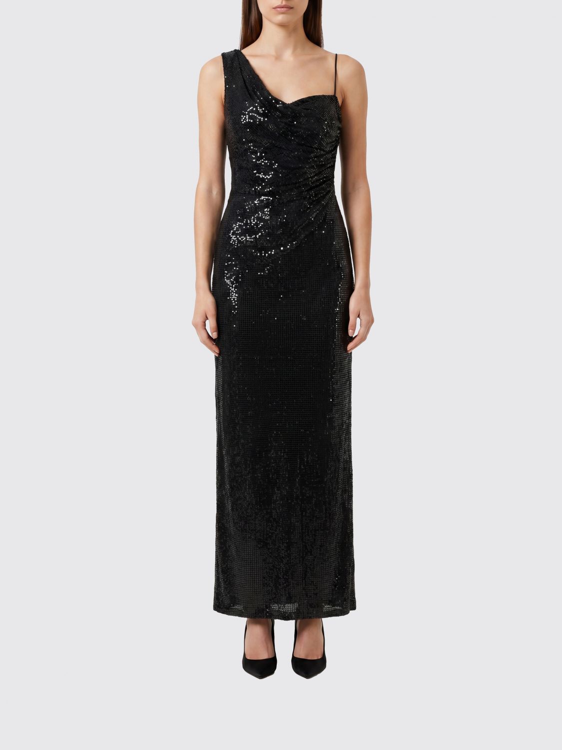 SELF-PORTRAIT One-Shoulder Rhinestone Embellished Long Evening Gown
