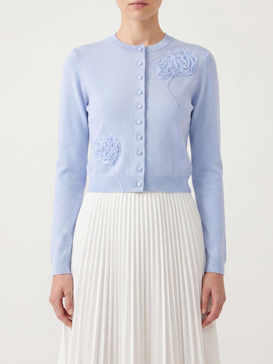 SELF-PORTRAIT Cardigan slim fit in misto lana con applicazione a fiore