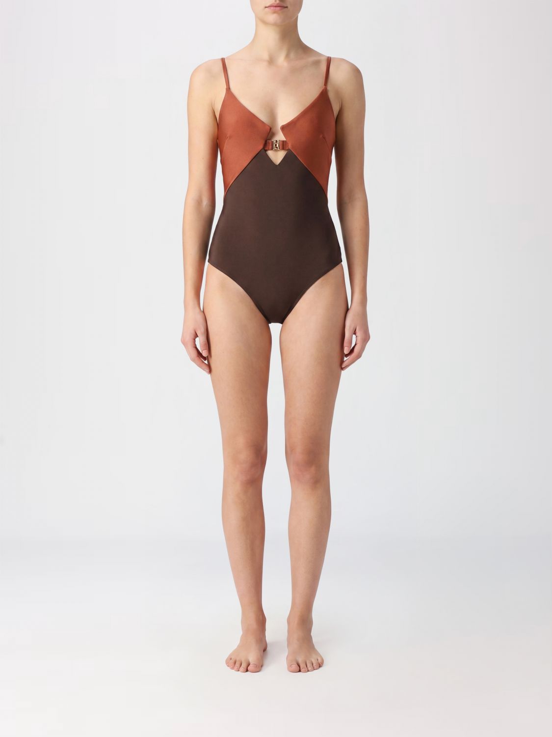 ZIMMERMANN Abstract Print One-Piece Swimsuit with V-Neck