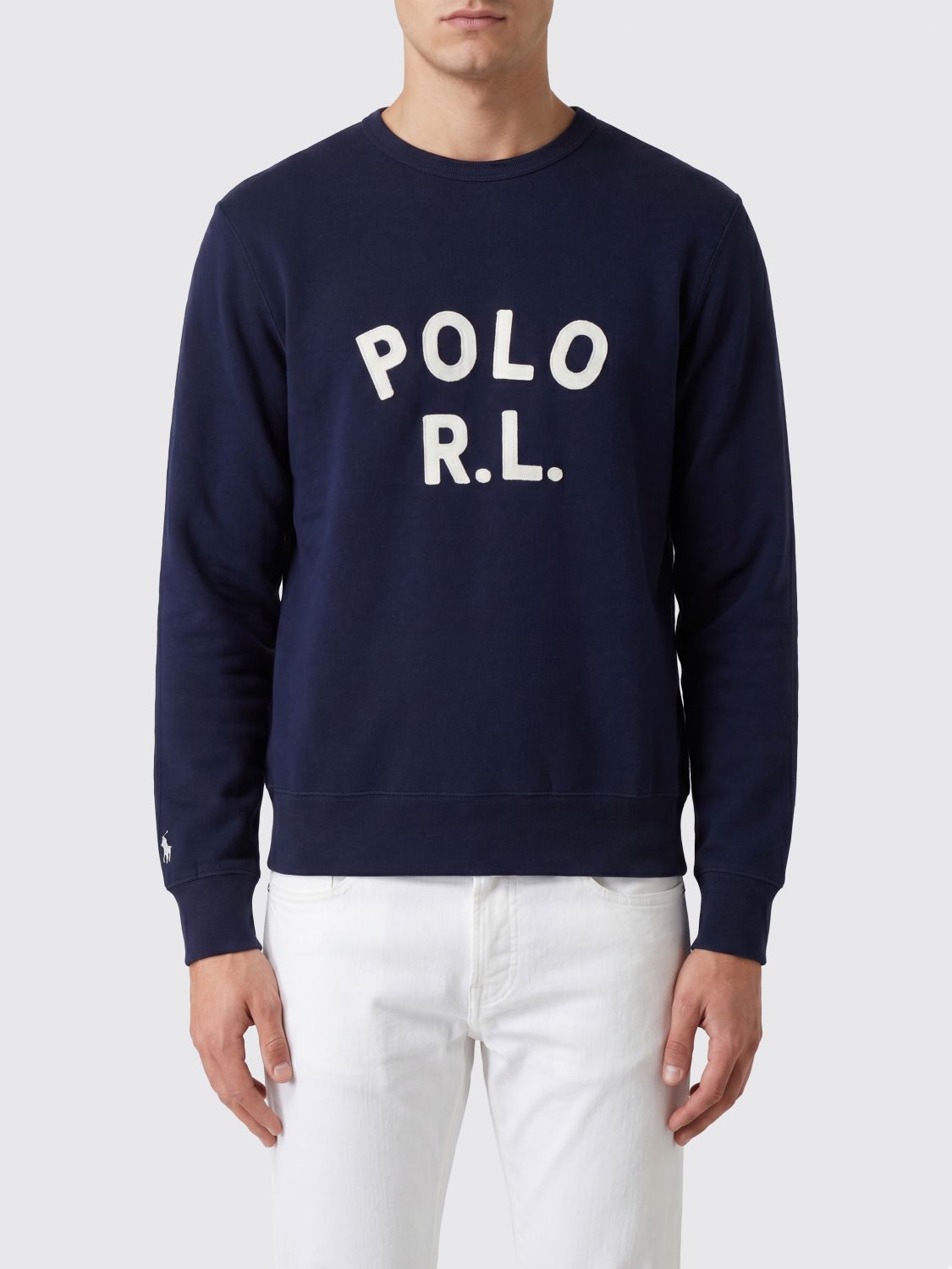 POLO RALPH LAUREN Felpa girocollo in misto cotone con logo a contrasto