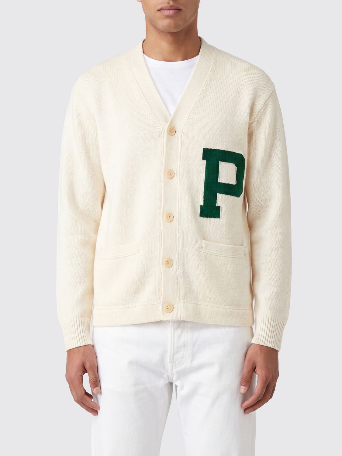 POLO RALPH LAUREN Cardigan in cotone con scollo a V e logo