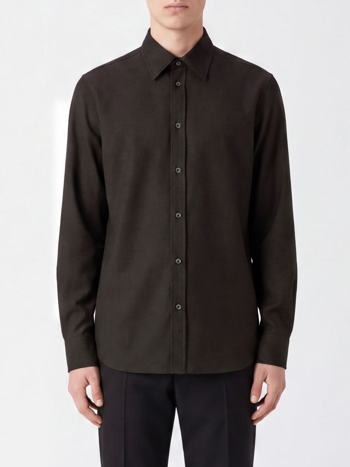 JIL SANDER Slim Fit Virgin Wool and Mohair Shirt with French Collar