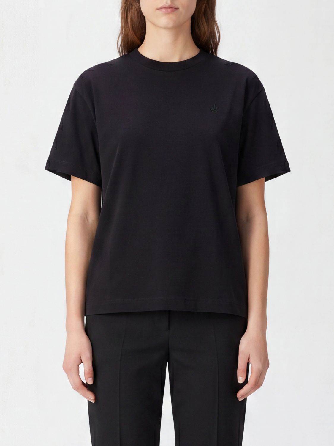 JIL SANDER Set di tre t-shirt in cotone con scollo a girocollo e logo ricamato