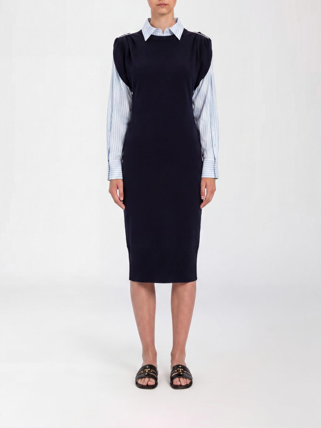 Twinset Abito midi a tubino senza maniche in cotone slim fit
