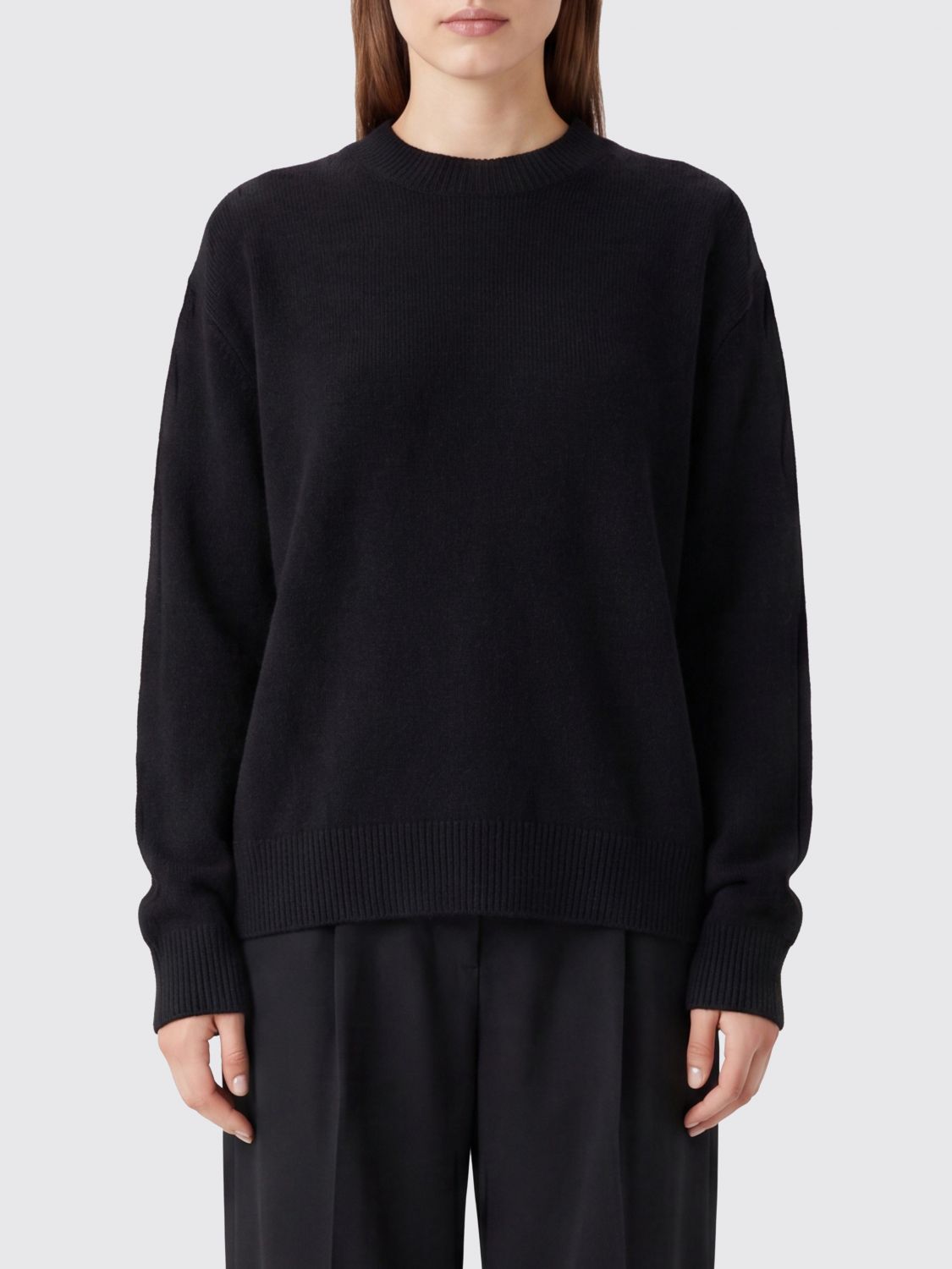 ANINE BING Maglia girocollo in puro cashmere con spalle cadute