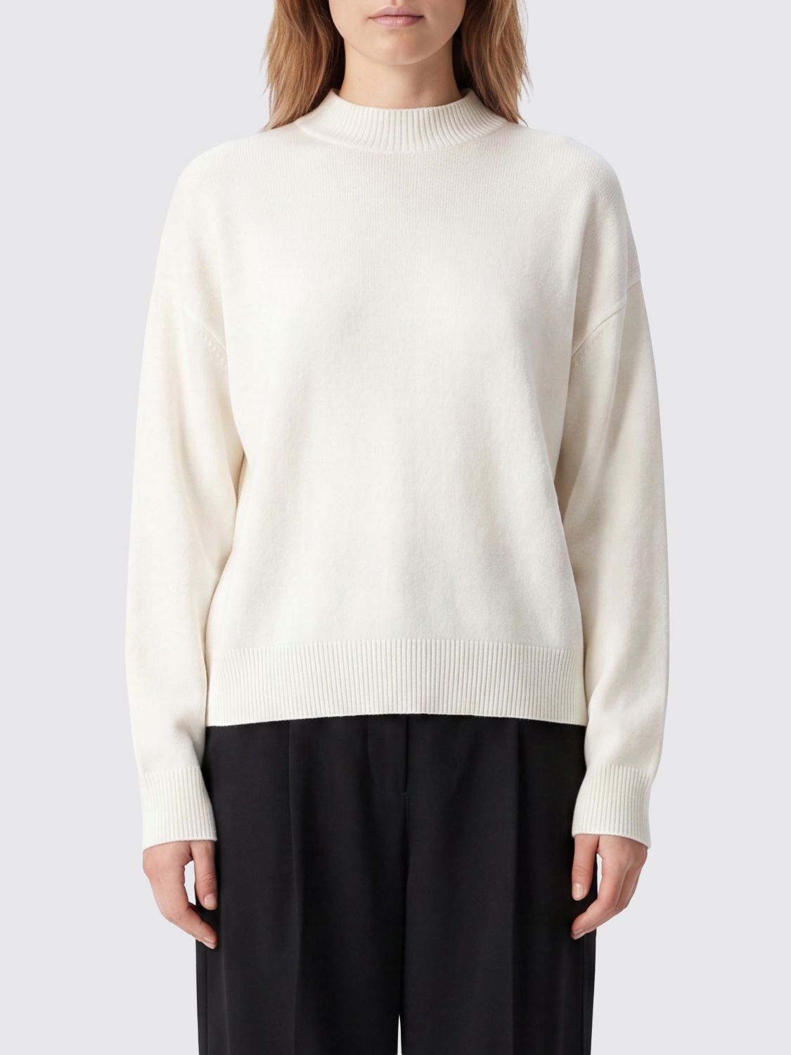 ANINE BING Maglia girocollo in puro cashmere con spalle cadute