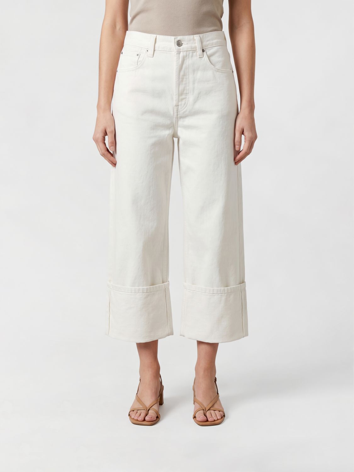 Khaite Morgan High-waisted Cropped Jeans In Cotton Denim In White