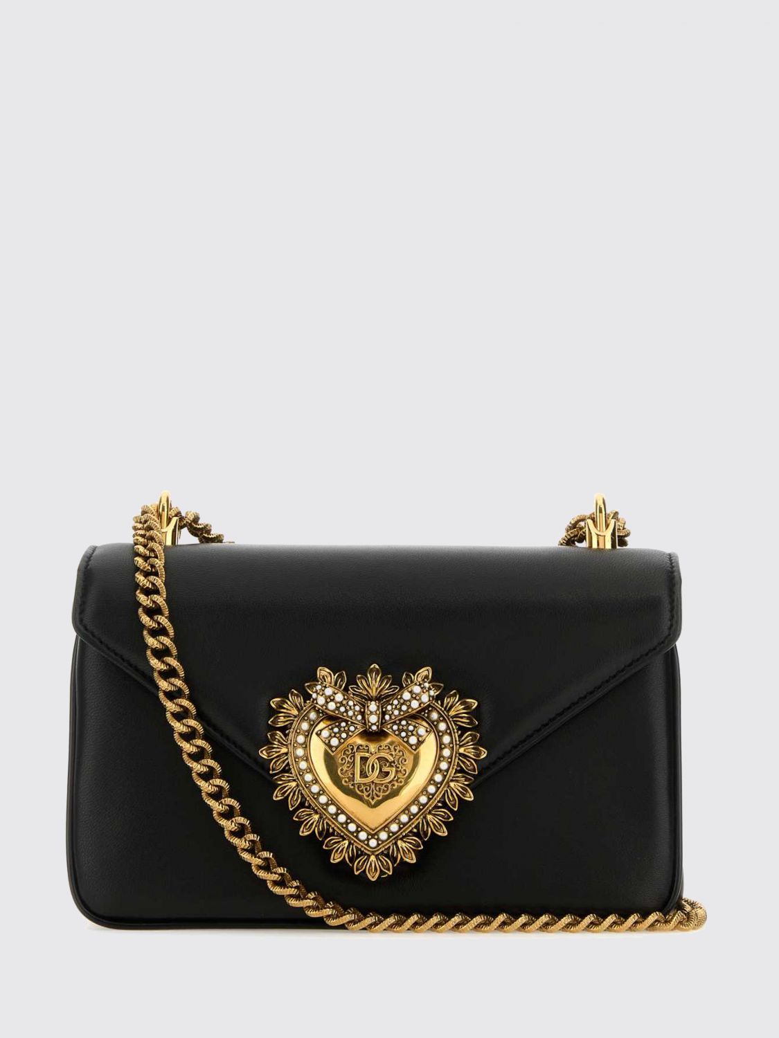 DOLCE & GABBANA Devotion Mini-Schultertasche aus Nappaleder mit Heiligem Herz