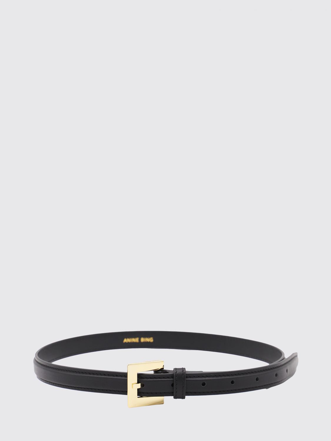 ANINE BING Classic Genuine Cowhide Leather Belt with Metal Buckle